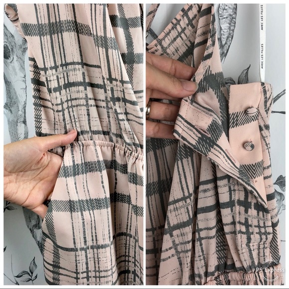 Avec Les Filles blush plaid ruffle strap romper L - Picture 6 of 8